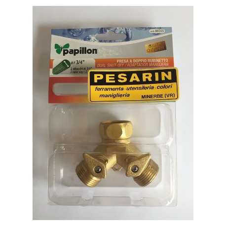 Presa a doppio rubinetto in ottone  filetto 3/4" M 